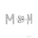 Diamond Initial Stud Earrings (Single)-RNB Jewellery