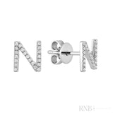 Diamond Initial Stud Earrings (Single)-RNB Jewellery