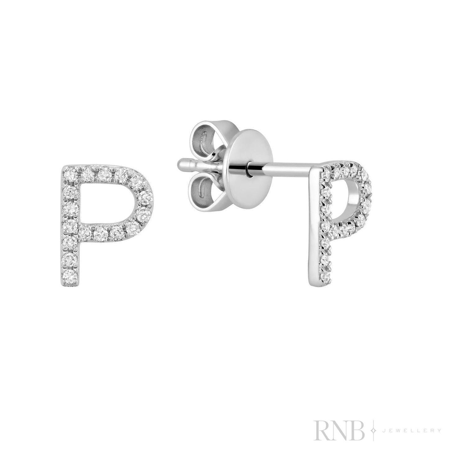 Diamond Initial Stud Earrings (Single)