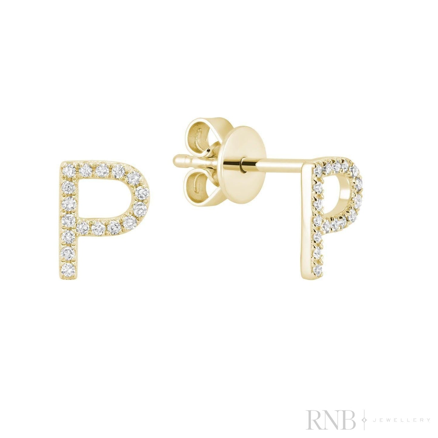 Diamond Initial Stud Earrings (Single)