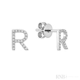 Diamond Initial Stud Earrings (Single)-RNB Jewellery