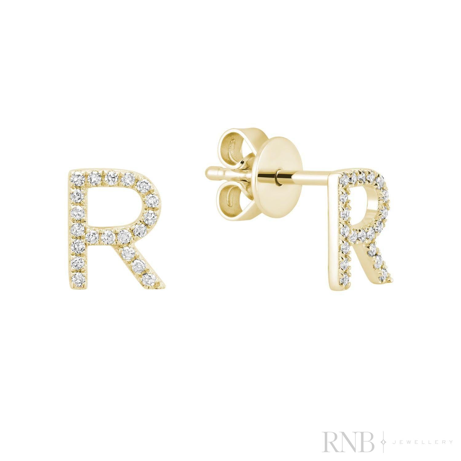 Diamond Initial Stud Earrings (Single)