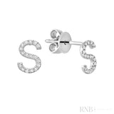 Diamond Initial Stud Earrings (Single)-RNB Jewellery