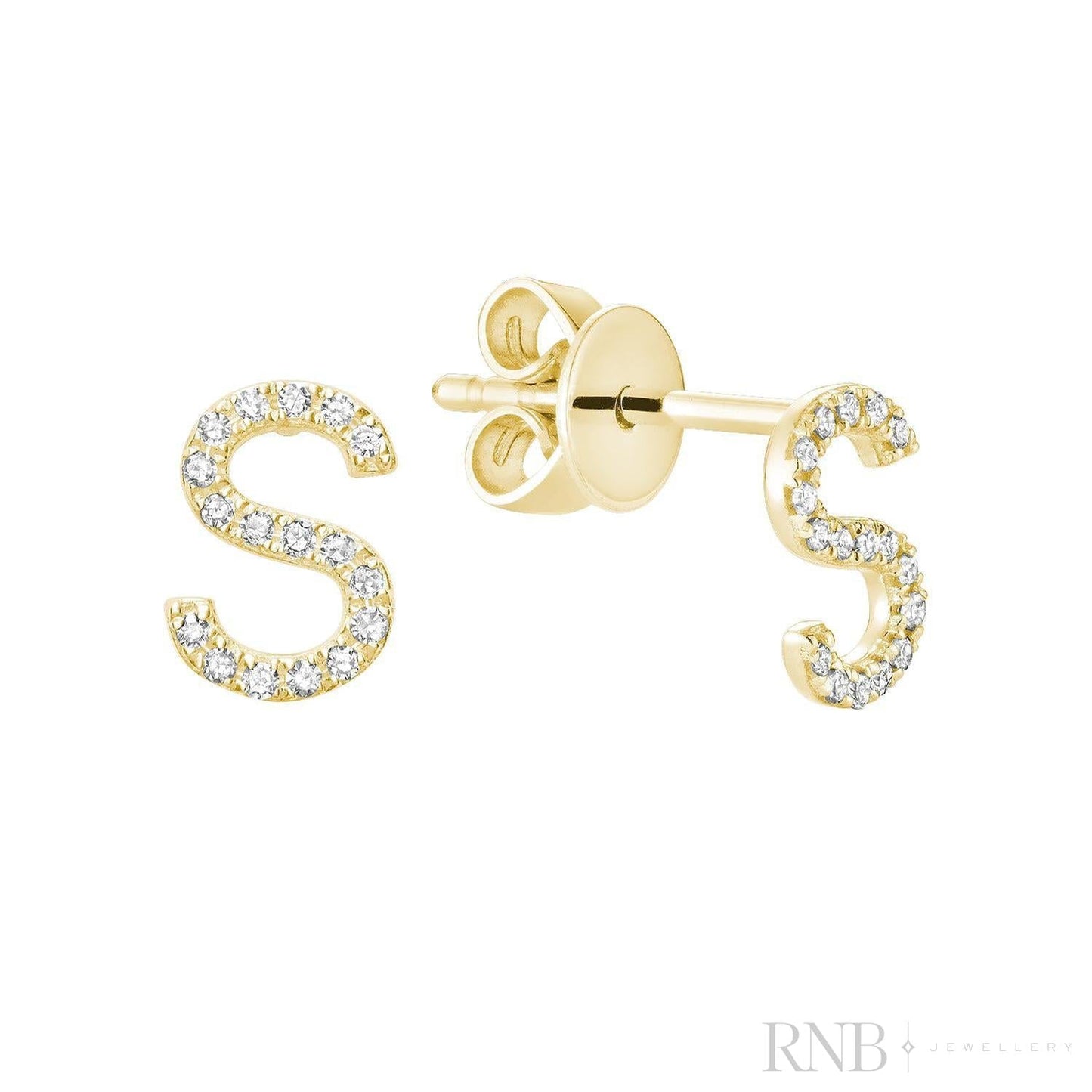 Diamond Initial Stud Earrings (Single)
