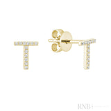 Diamond Initial Stud Earrings (Single)-RNB Jewellery