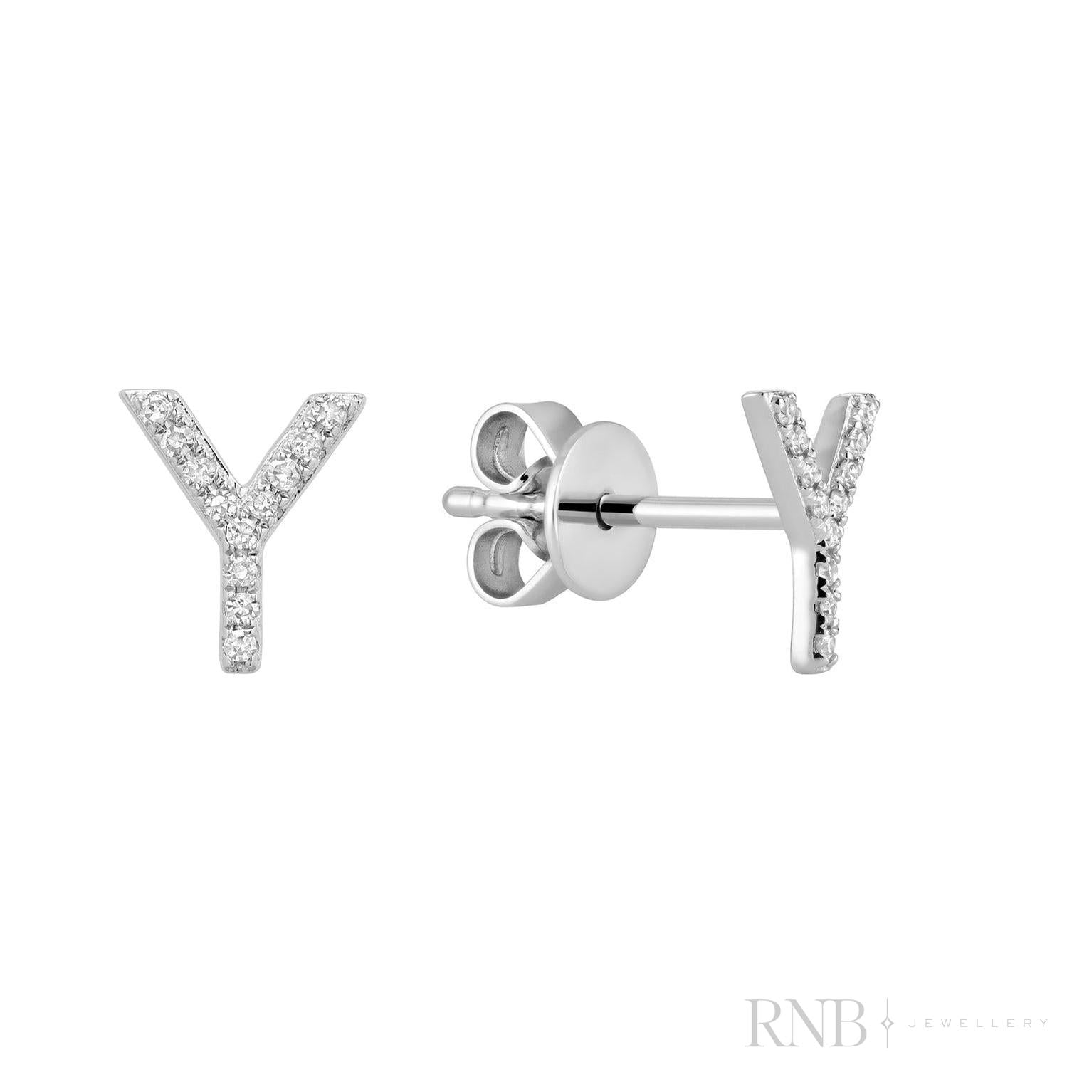 Diamond Initial Stud Earrings (Single)