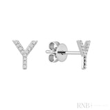 Diamond Initial Stud Earrings (Single)-RNB Jewellery