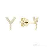 Diamond Initial Stud Earrings (Single)-RNB Jewellery