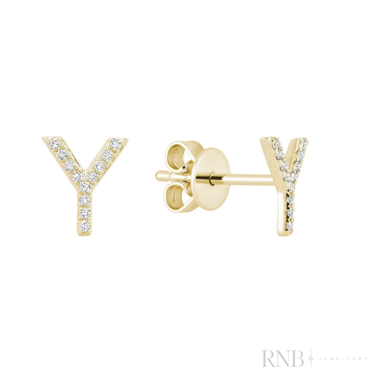 Diamond Initial Stud Earrings (Single)