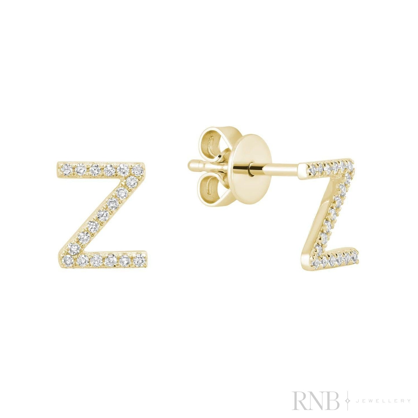 Diamond Initial Stud Earrings (Single)