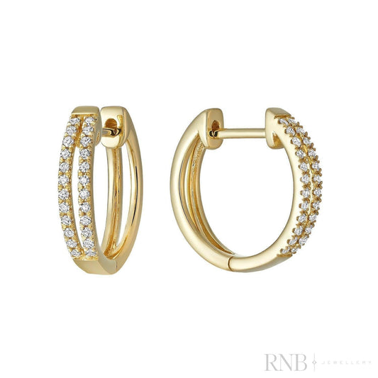 Double Row Diamond Huggie Earrings