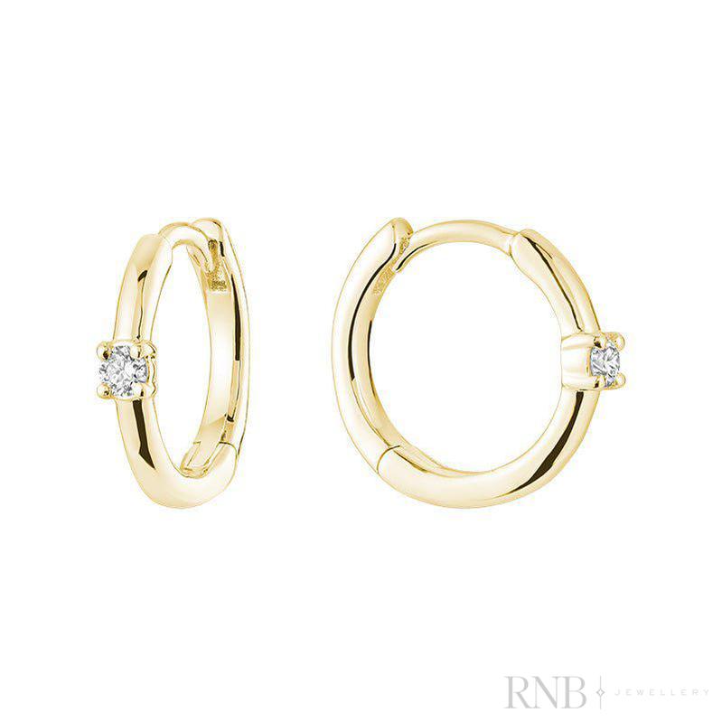 Solitare Diamond Huggie Earrings