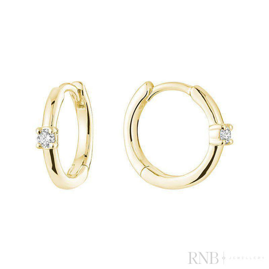 Solitare Diamond Huggie Earrings