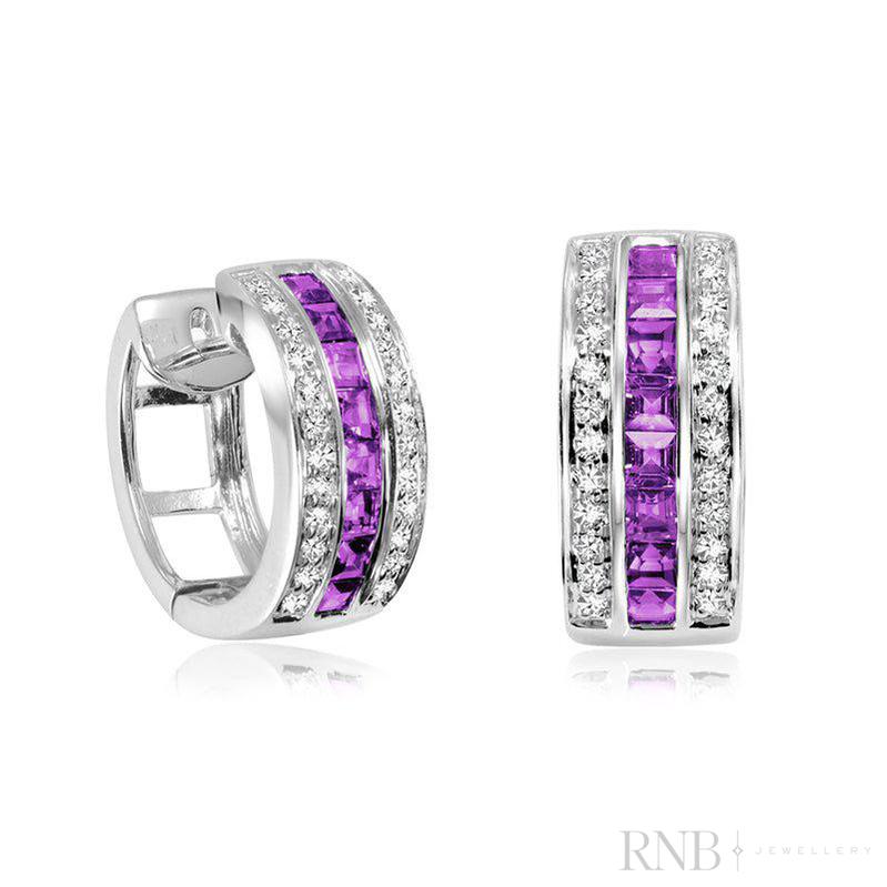 Precious Stones & Diamond Huggie Earrings