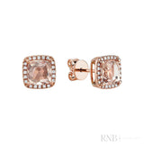 Morganite & Diamond Halo Stud Earrings