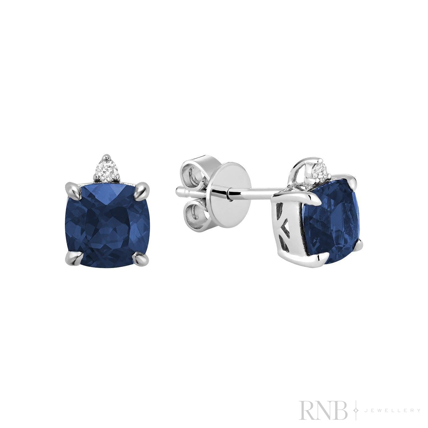 Cushion Cut Colored Stone & Diamond Stud Earrings