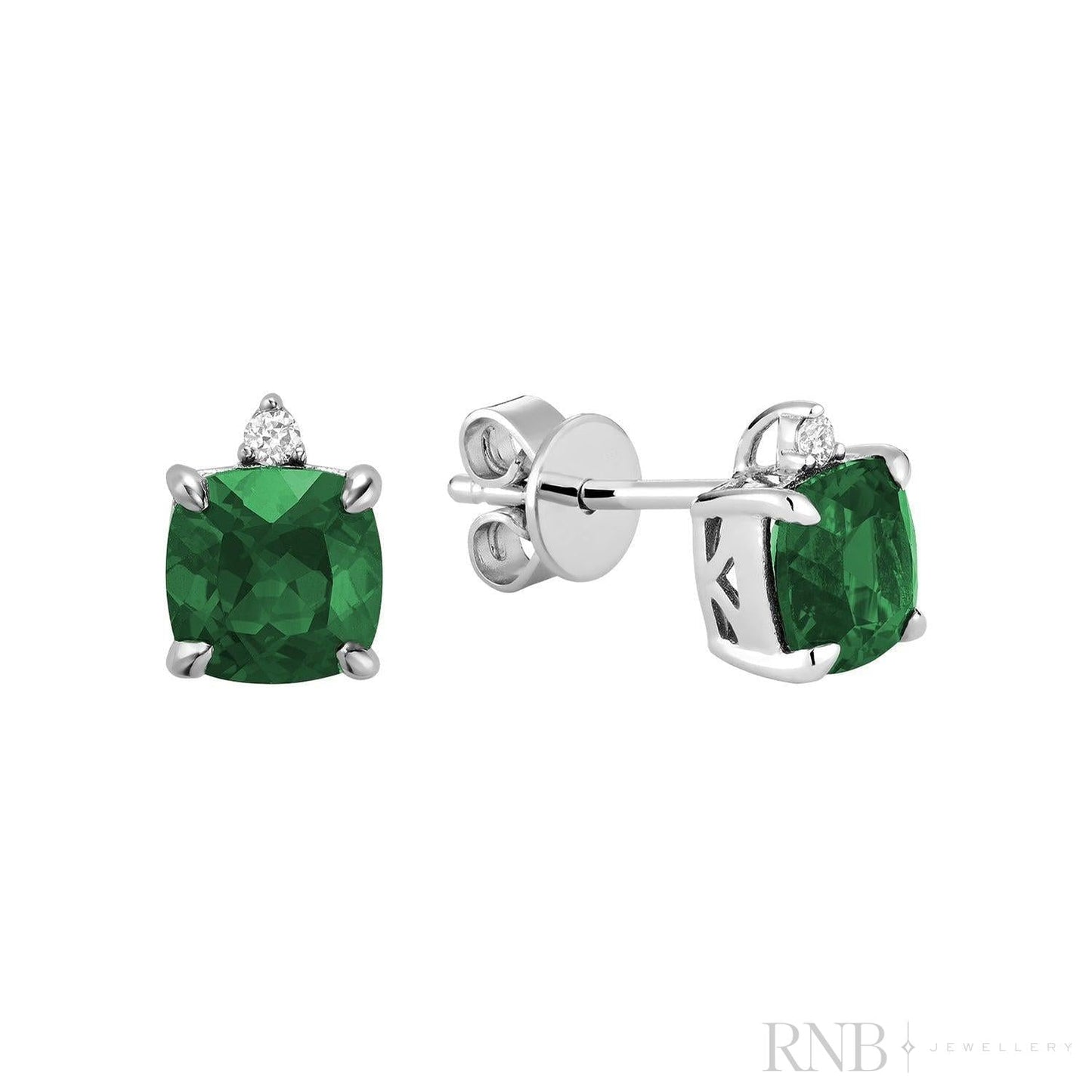 Cushion Cut Colored Stone & Diamond Stud Earrings