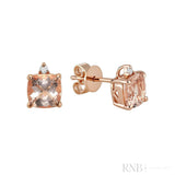 Cushion Cut Colored Stone & Diamond Stud Earrings
