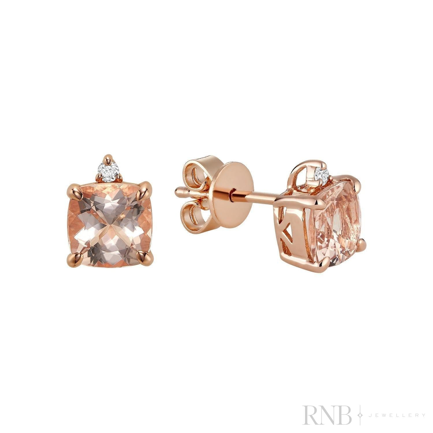 Cushion Cut Colored Stone & Diamond Stud Earrings