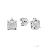 Cushion Cut Colored Stone & Diamond Stud Earrings