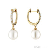 Cultured Pearl & Diamond Dangle Earrings