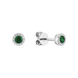 Precious Stone & Halo Diamond Earring