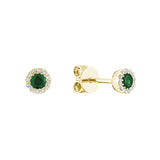 Precious Stone & Halo Diamond Earring