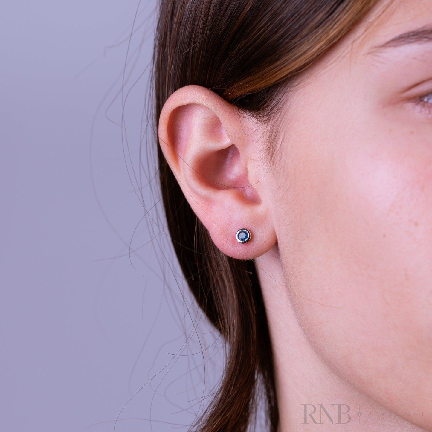 Bezel Set Precious Stone Stud Earrings