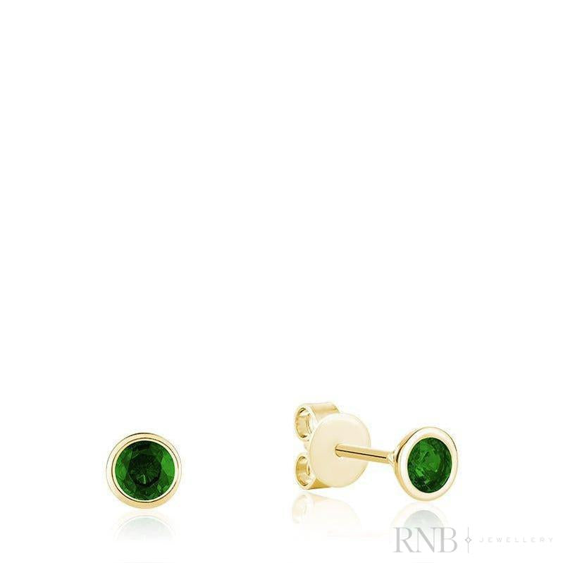 Bezel Set Precious Stone Stud Earrings