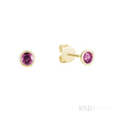 Bezel Set Precious Stone Stud Earrings