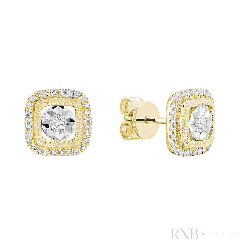 Halo Cushion illusion Diamond Earrings