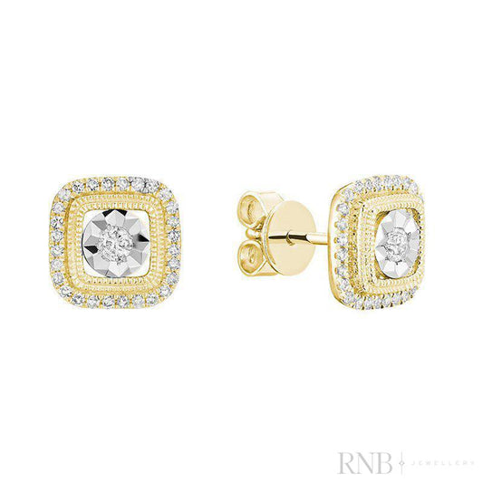 Halo Cushion illusion Diamond Earrings
