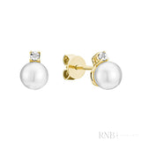 Cultured  Pearl & Illusion Diamond Stud Earrings