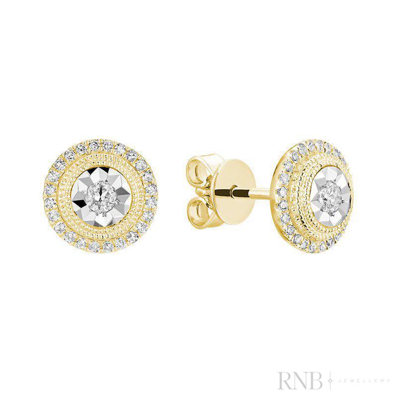 Halo Round Shape illusion Diamond Earrings