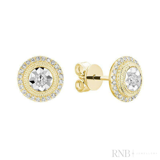 Halo Round Shape illusion Diamond Earrings