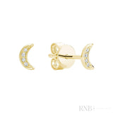 Diamond Moon Stud Earrings