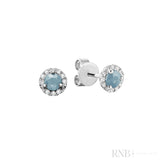 Precious Stone & Diamond Halo Stud Earrings-RNB Jewellery