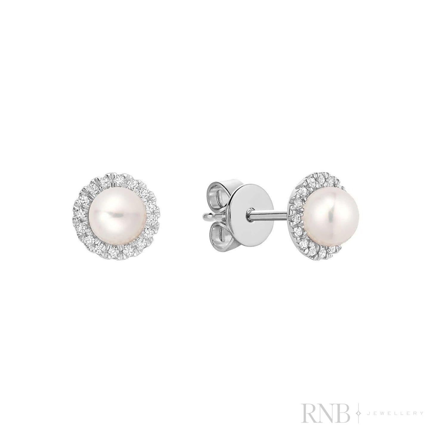 Mini Pearl & Diamond Halo Stud Earrings