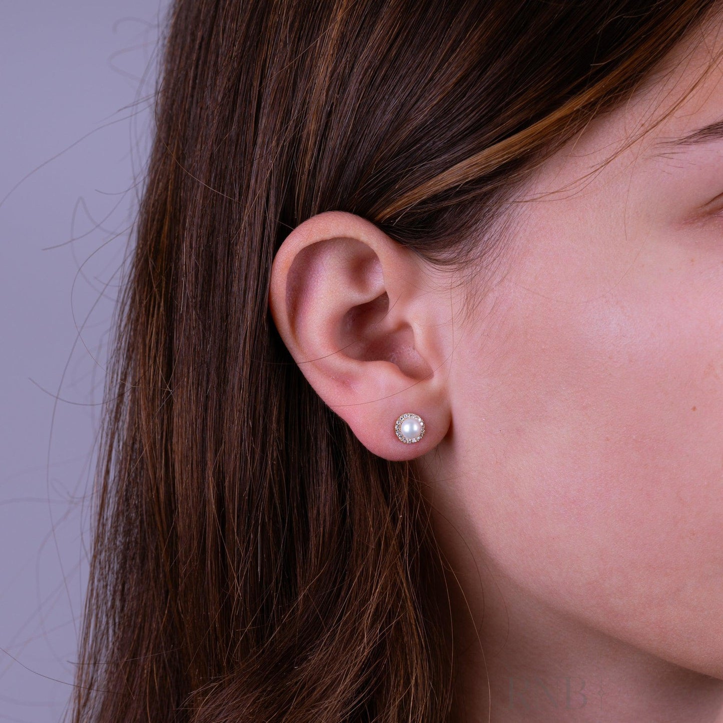 Mini Pearl & Diamond Halo Stud Earrings