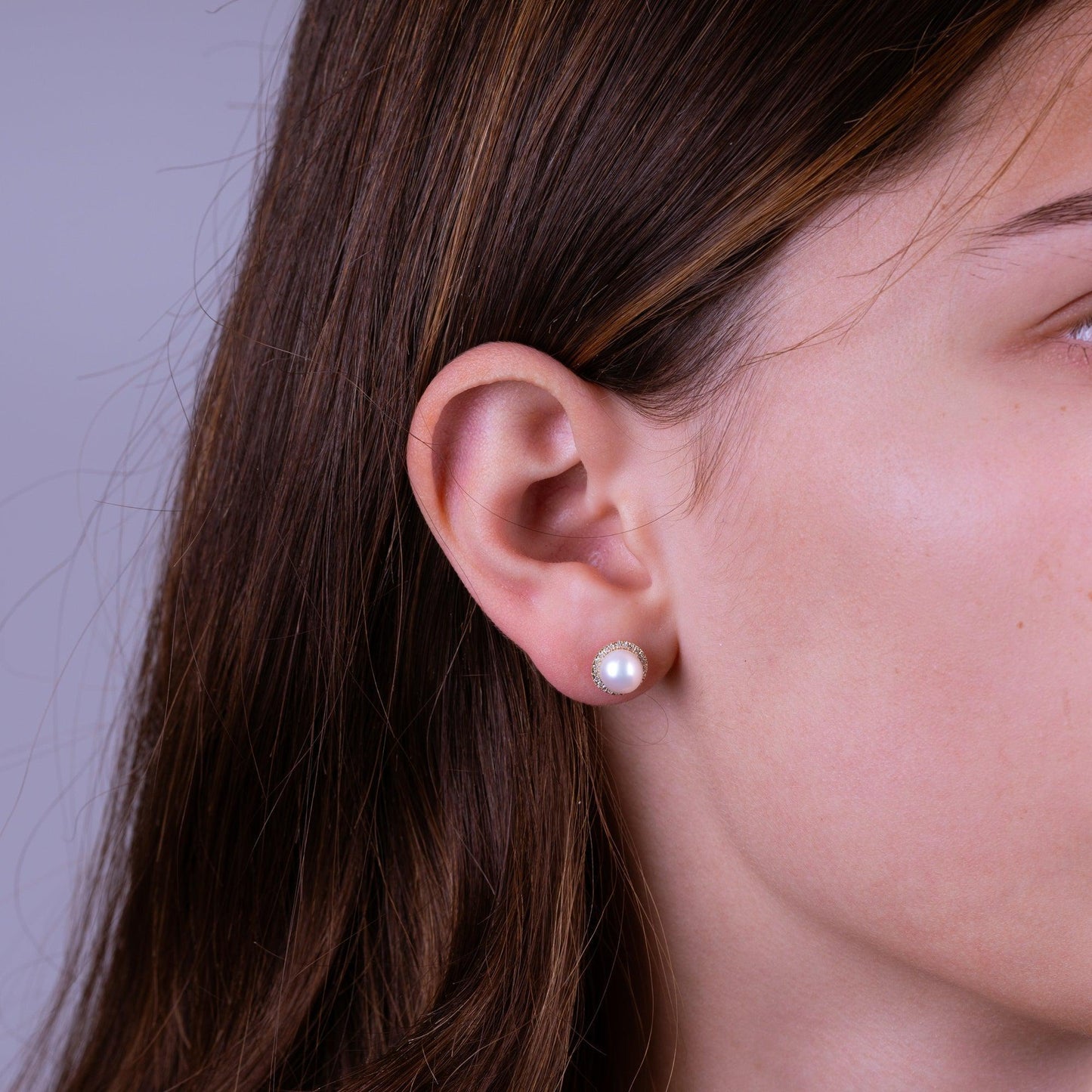 Mini Pearl & Diamond Halo Stud Earrings