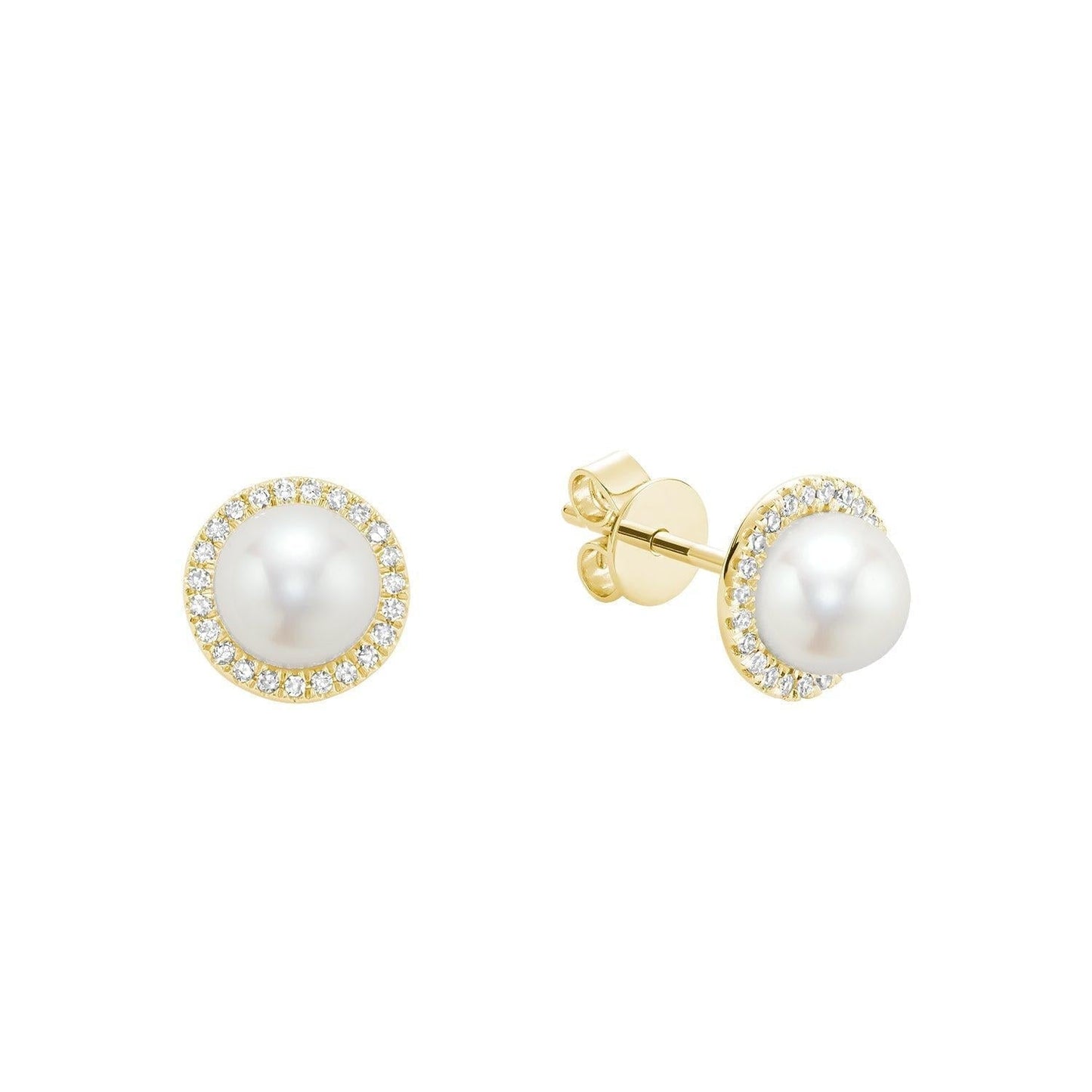 Mini Pearl & Diamond Halo Stud Earrings