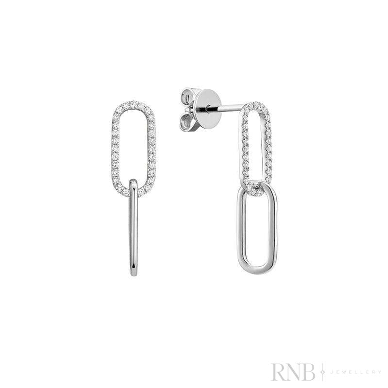 Diamond Paper-Clip Dangle Earrings