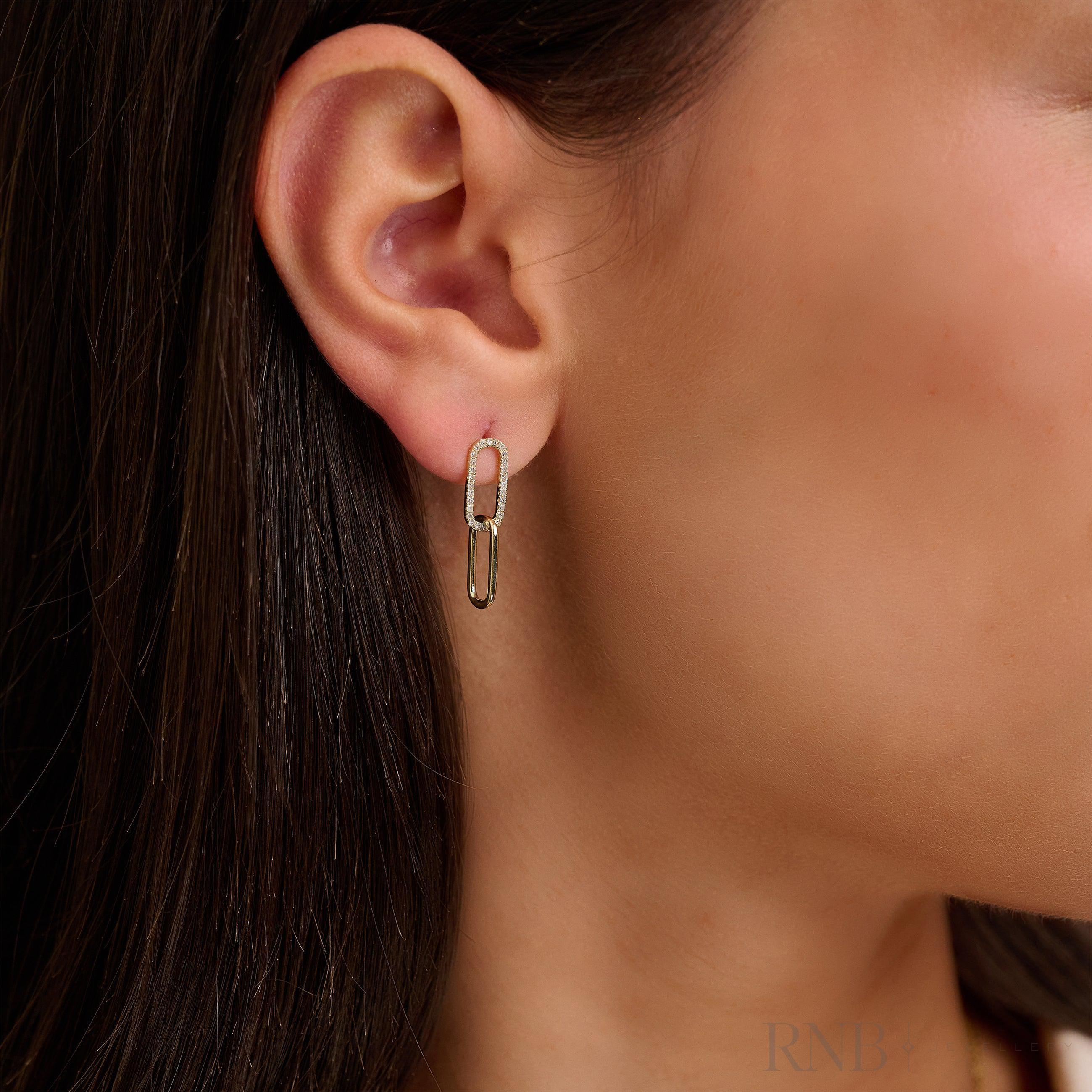 Diamond Paper-Clip Dangle Earrings