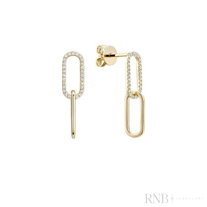 Diamond Paper-Clip Dangle Earrings