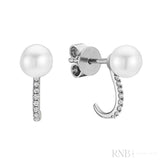 Cultured  Pearl & Diamond Ear Wrap Stud Earrings