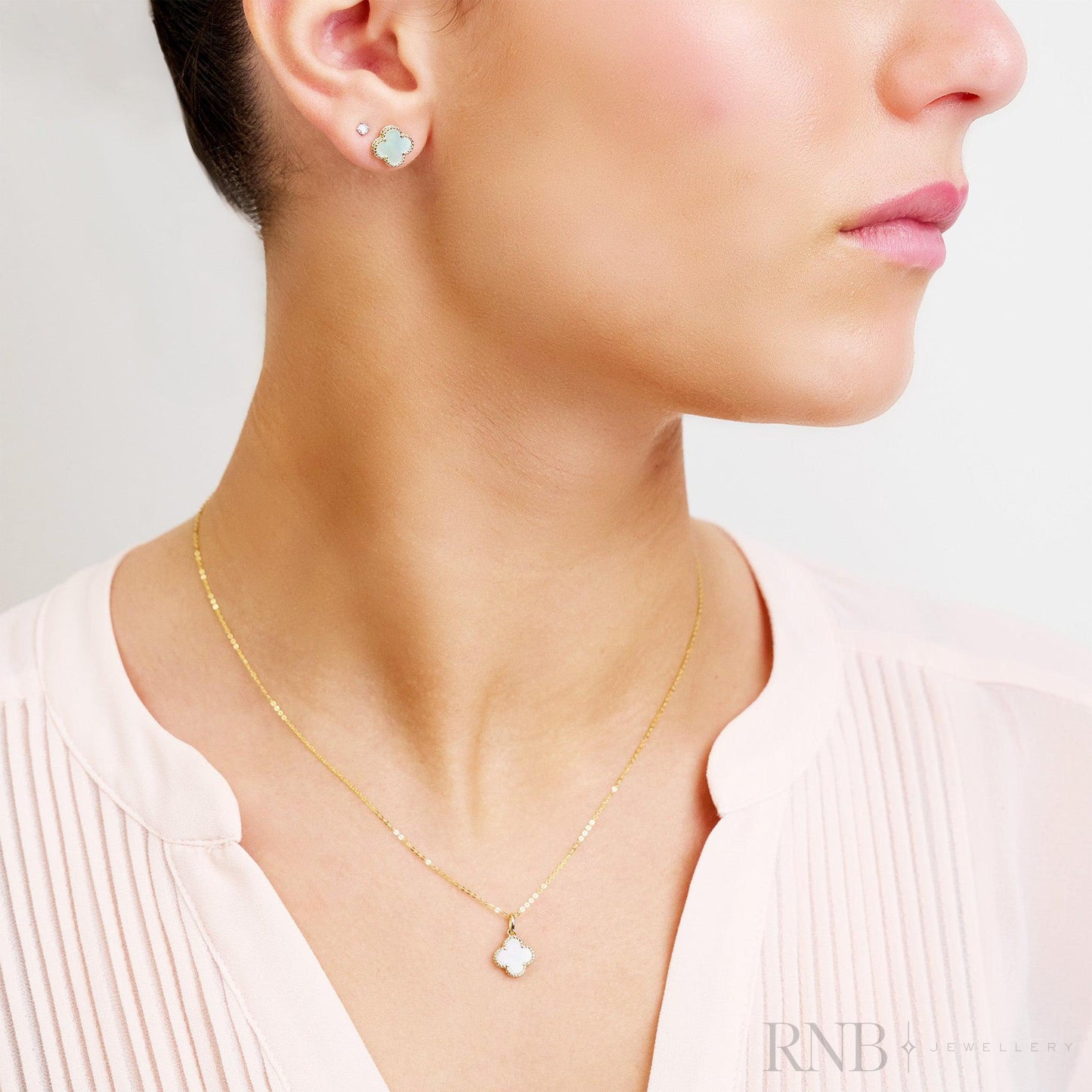 Mother of Pearl Clover Stud Earrings