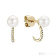 Cultured Pearl & Diamond Ear Wrap Stud Earrings-RNB Jewellery