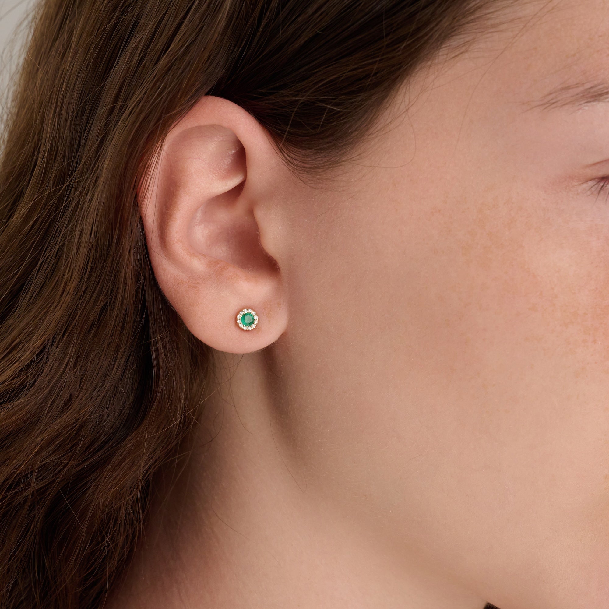 Precious Stone & Halo Diamond Earring