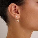 Cultured Pearl & Halo Diamonds Dangle Earrings