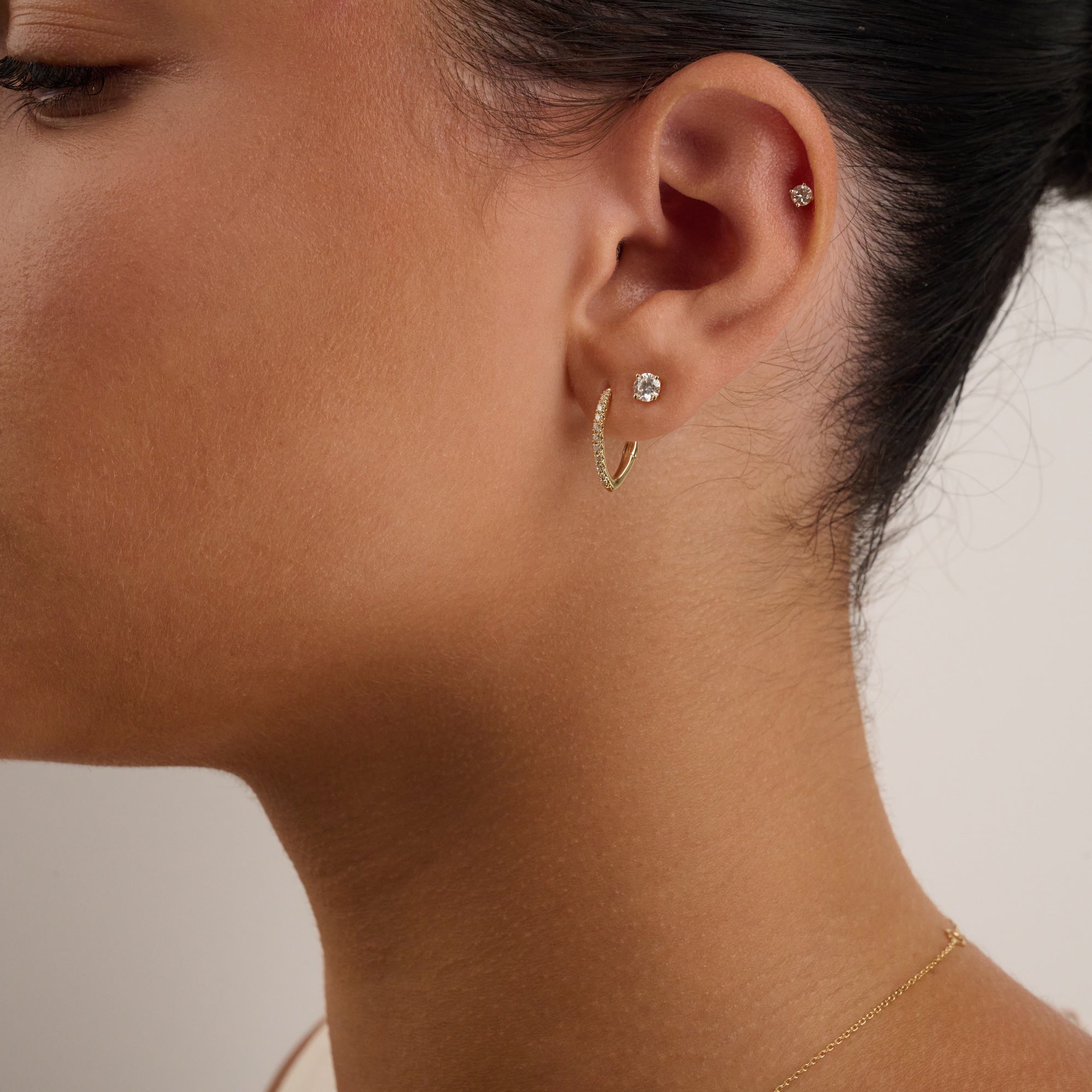 V-Shaped Diamond Loop Earrings